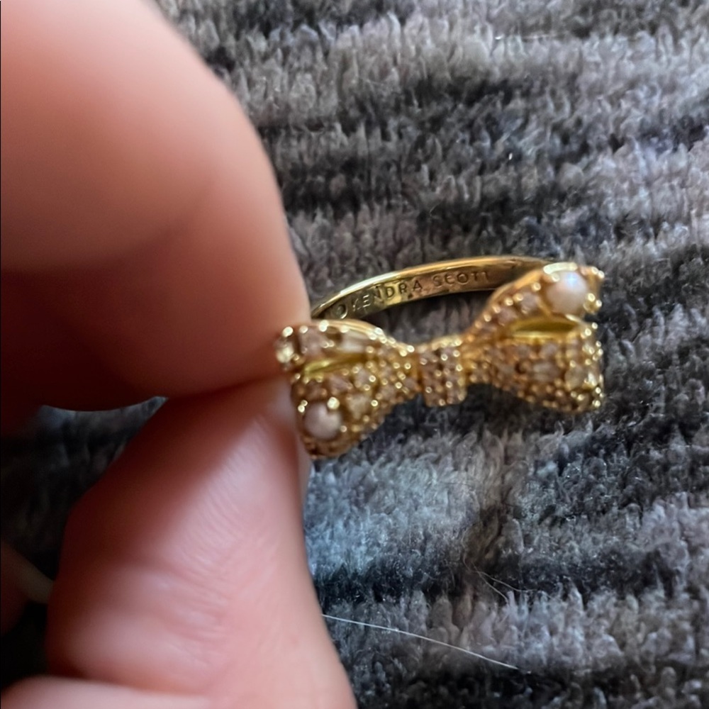 Kendra Scott Gold Bow Ring with Pearl Accents
